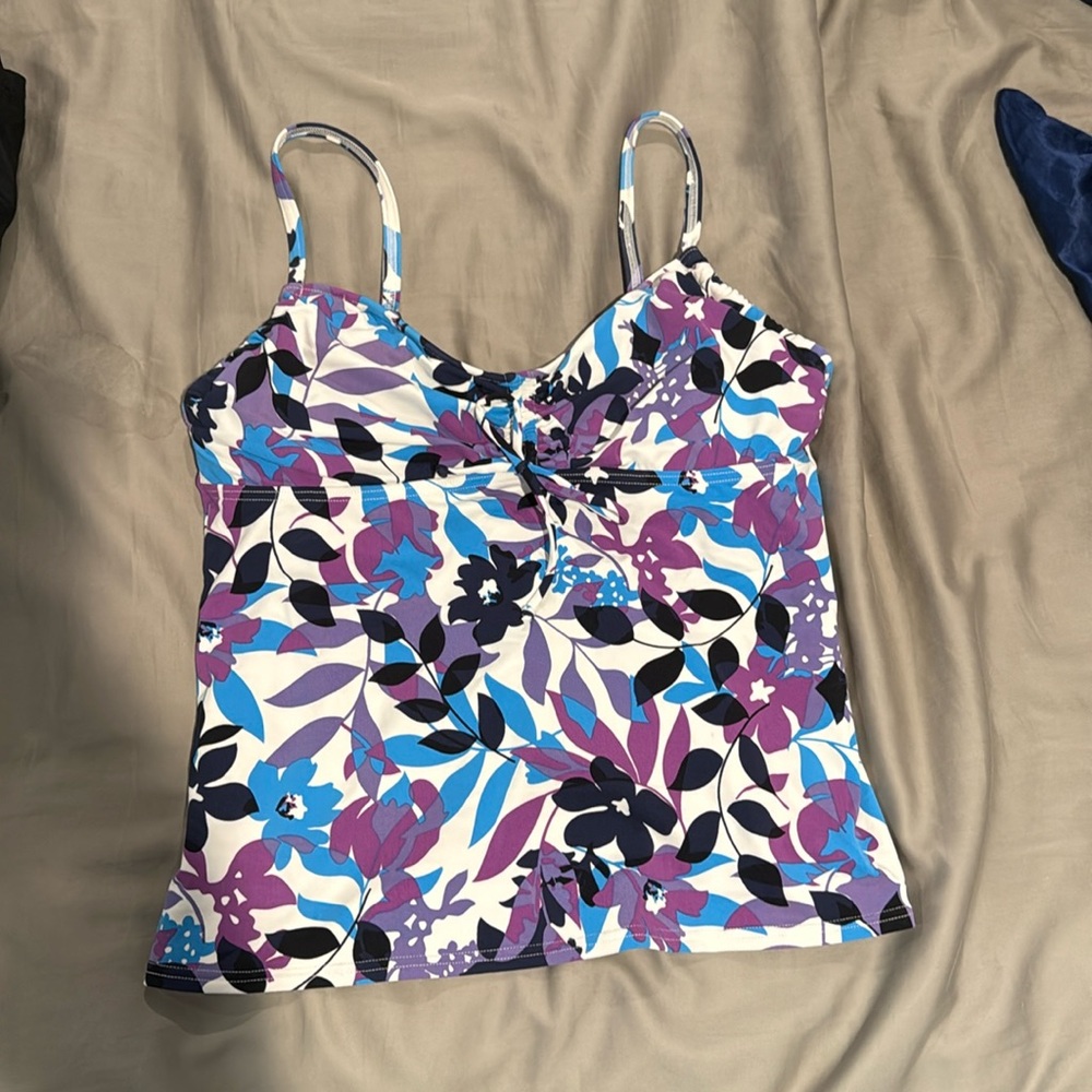 NWOT Lands' End Floral Tankini Swim Top. Size 10